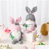 Outros suprimentos de festa festiva Páscoa Gnome Plush Bunny Decorações Bonecas artesanais presentes para crianças Primavera Elf Home Sala de estar Orname Dhuoi