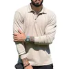 T-shirts pour hommes 2023 Hommes Casual Col Polo européen et américain T-shirt à manches longues Mâle Respirant Pull Tops Bottoming Shirt 7 Couleur