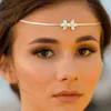 Hair Clips Stonefans Simple Crystal Leaf Forehead Chain Headpiece Jewelry Elegant Round Pearl Bridal Wedding For Women