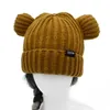 Berets Knitted Wool Hat Woman Winter Warm Hats Cute Bear Ears Bucket Panama Thicken Girls Fashion Basin Caps