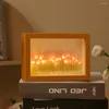 Nocne światła Po rama Tulip Light Lekkie ciepłe romantyczne ozdoby lampy Symulacja do salonu w sypialni wystrój biura