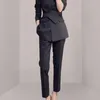 Women's Two Piece Pants Autumn Office Lady Blazer Set Korean Style Long Sleeve Suit Jacket Lace-up Coats Pant 2 Sets Women Outfits