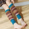 Skarpetki dla kobiet jesień i zimowe koreańskie kolory dopasowane do pali wełny retro paski legginsy butowe pokrowce stopy