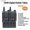Talkie-walkie 2 pièces ZASTONE UV008 DMR talkie-walkie Digita Radio bidirectionnelle double bande 136-174MHZ 350-480MHZ 10W double fente horaire talkie-walkie 231023