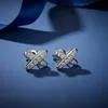 Stud Follow Cloud 03ct Real Diamond Earrings for Women Cross Wedding Sparkling 925 Silver Simulated Ear 231023