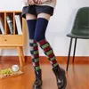 Women Socks Wool Sock Cover Color Lattice Knee Length Stockings High Tube Women's Warm Leg Protection