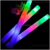 Andra evenemangsfestleveranser 101530st BK Colorf LED Glow Sticks RGB Foam Stick Cheer Tube Dark Light Birthday Wedding Festival Drop DHDWP