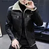 Men's Down Parkas 2023 Winter Men Jacket Solid Color Lining Velvet Business Lapel Medium Length Keep Warm Black Leather Windbreaker S-4XL Q231024