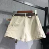 Kvinnors shorts avslappnade overaller denim kvinnor förlorar smala ficka bredbensbyxor