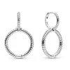 Boucles d'oreilles en argent Sterling 925 authentique, breloque de Moments, Double cerceau à la mode pour femmes, cadeau, bijoux à faire soi-même