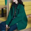 Women's Wool Blends Basic Jacket Solid Green Corduroy Turndown Collar Vintage Korean Style Elegant Bright Trendy Loose Slim Casual Ladies 231023