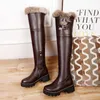 Boots Rabbit Hair Warm Snow Boots Leg Protectors Long Sleeved Female Thick Soles Heels High Thickened Wool Cotton Boots to Keep Out the Cold