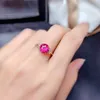 Women Fashion Wedding Jewelry Set Rose Red Crystal zircon Diamond Rose Gold Open Ring Pendant Necklace Girlfriend Party Birthday Gift