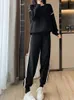 Tweedelige damesbroek van hoge kwaliteit Set met ronde hals Gebreid shirt Loszittende legging 2023 Modieuze kleding