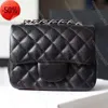 10A Top Tier Quality Mini Square Flap Bag Designers Womens Real Couro Caviar Lambskin Clássico Preto Bolsa Acolchoada Hangbags Crossbody Ombro Gold Chain Box4K