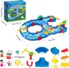 Baby Bath Toys Water Toy for Kids 39pcs DIY Mini Water Park Building Blocks Toy on Table or Lawn Beach Waterway Playset with 2 Boats for Kids 231024