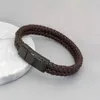 Bangle rostfritt stål magnet spänne armband personlighet Dubbel läder Män anpassade namn Gift Father's Day för make 231023