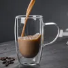 Mokken 350 450 ml Dubbelwandig Glas Koffie Geïsoleerde Heldere Borosilicaatglazen Beker Met Handvat Sap Melk Theekopjes Voor Geschenken 231024