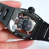 052 relógio de luxo para relógios masculinos turbilhão movimento mecânico caixa de aço de aviação pulseira de borracha relógios de pulso montre de luxe