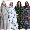 Women's Sleep Lounge inverno oversize indossabile con cappuccio per sherpa lungo coperta con cappuccio con maniche da donna da donna che si pulisce la coperta TV in pile gigante T231024