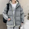 Homens para baixo parkas jaqueta com capuz outono inverno quente engrossado oversized pão jaquetas zíper mangas compridas bolsos casaco 231023