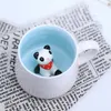 Mokken 3D schattige dieren keramische mok koffiekopjes met handvat koe panda kikker theekopje sap melk thee drinkgerei cadeau voor vriendin kinderen 231023