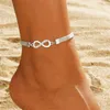 Anklets Punk Silver Color Anklet For Women Infinity Foot Chain Summer Beach Barefoot Crystal Smycken Ankel på benarmband