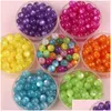 Résine 50 pièces/lot de perles rondes colorées, trou droit, fait à la main, Bracelet, coiffure, bague, collier, livraison directe, bijoux Dhs3T