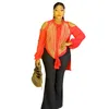 Женские брюки из двух предметов, шикарные блестки, 2 женских комплекта, вечерние Дашики, африканская одежда, шифоновая рубашка с длинными рукавами, брючный костюм, офисная женская весна