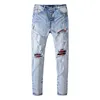 Commercio all'ingrosso di design - Jeans skinny dritti strappati da uomo elasticizzati per pantaloni jeans da bici Jeans dritti slim alla moda28-40