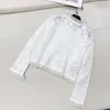 Women's Jackets White Gauze Agaric Stitching Heavy Embroidery Double Small Coat Pocket Fashion Temperament Women