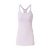 Actieve shirts Lu sport-bh voering rib yoga open navel fitness tanktop dameskleding met logo op de achterkant