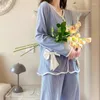 Zestaw piżamowych damskich t-shirt z pełnym rękawem długie spodnie 2-częściowy seksowna łuk piżama wielki rozmiar wiosna słodka odzież domowa przytulne PJS