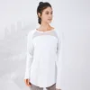 Actieve shirts Dames Losse Yoga Sport T-shirts met lange mouwen Mesh Ademende hardloopsweatshirts Gebogen zoom Gym Fitness Tops Blouse Dames