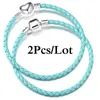 Charm Bracelets 2Pcs/Lot Luxury Jewelry Leather Chain Fit DIY Beads Bracelet Pulsera Bijoux For Women Men Girl Gift Drop