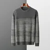 Herrtröjor Autumn/Winter Ull Kallbeständig kläder Sticked Round Neck Contrast Pullover Breatbar textur Blus