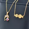 Подвесные ожерелья Тушеное ожерелье из нержавеющей стали для женщин Золотое цветовое кольцо подвески и ювелирные ювелирные изделия на шее 899 LK2 9715