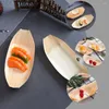 Dinnerware Sets 50 Pcs Trays Disposable Sushi Kayak Wooden Bowl Tableware Boat Shaped Snack Restaurant Plate Home