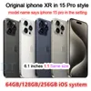 A+Excellent Condition,Original Unlocked iphone XR Covert to iphone 15 Pro Cellphone with 15 pro Camera appearance 3G RAM 64GB 128GB 256GB ROM Mobilephone