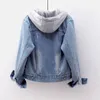 New Women's Winter Fashionable Lamb Wool Plush Thickened Cotton Clothes Hooded Warm Long Sleeve Short Denim Coat