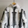 New Style Women Fashion Real Rabbit Fur Coat Mandarin Collar Natural Fur Jacket Long Customize Female Dropshipping Overcoat