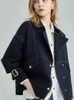 レディースジャケットシグータン春秋デニムジャケット女性ショートファッション汎用スーツカラールーズトップメスコートストリートウェア