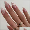 Kunstnagels Korte amandelnagels Set van 24 stuks Druk op nepnagels Gestreepte Fl Er Kunstnagels6564369 Gezondheid Schoonheid Nail Art Salon N Ottzg