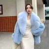 Women's Fur Faux Fashion Women Real Rex Rabbit Coats Long Natural Full Pelt Chinchilla Color Jackets With Collar Over 231023