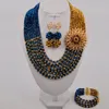 Ensemble collier et boucles d'oreilles plaqué or et Champagne AB, bijoux en perles de cristal africain