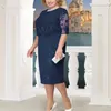 Casual Dresses Female Dress Lace Elegant Wedding Mother of the Bride 2023 A Line O Neck Kne Length Women Formal Evening Party