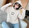 Nytt höst Womens Fashion Brand Hooded Knit Sweaters Paris Designer Embroidery Letter Crew Neck Black Knitwear Daily Casual Semester Ccity Hoodie Sweaters Tops