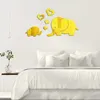 Stickers muraux Love Elephant Acrylique Miroir Autocollant 3D Chambre Salon Décor DIY Decal Amovible Art Bébé Enfants