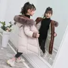 Para baixo casaco de inverno jaqueta de algodão moda crianças menina roupas gola de pele com capuz casacos longos crianças roupas quentes grosso parka