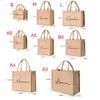 Shopping Bags Drop Custom Name Jute Bag Handbag Burlap Tote Boutique Business Print Giveaway Wedding Party Gift 231024